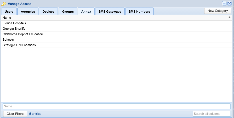 Screenshot: Manage Access - Annex