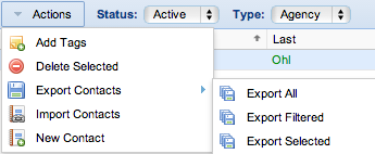 Screenshot: Export Contact Options